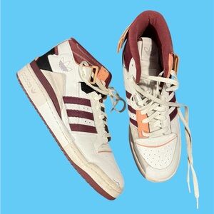 Adidas Forum high top sneakers in white and burgundy